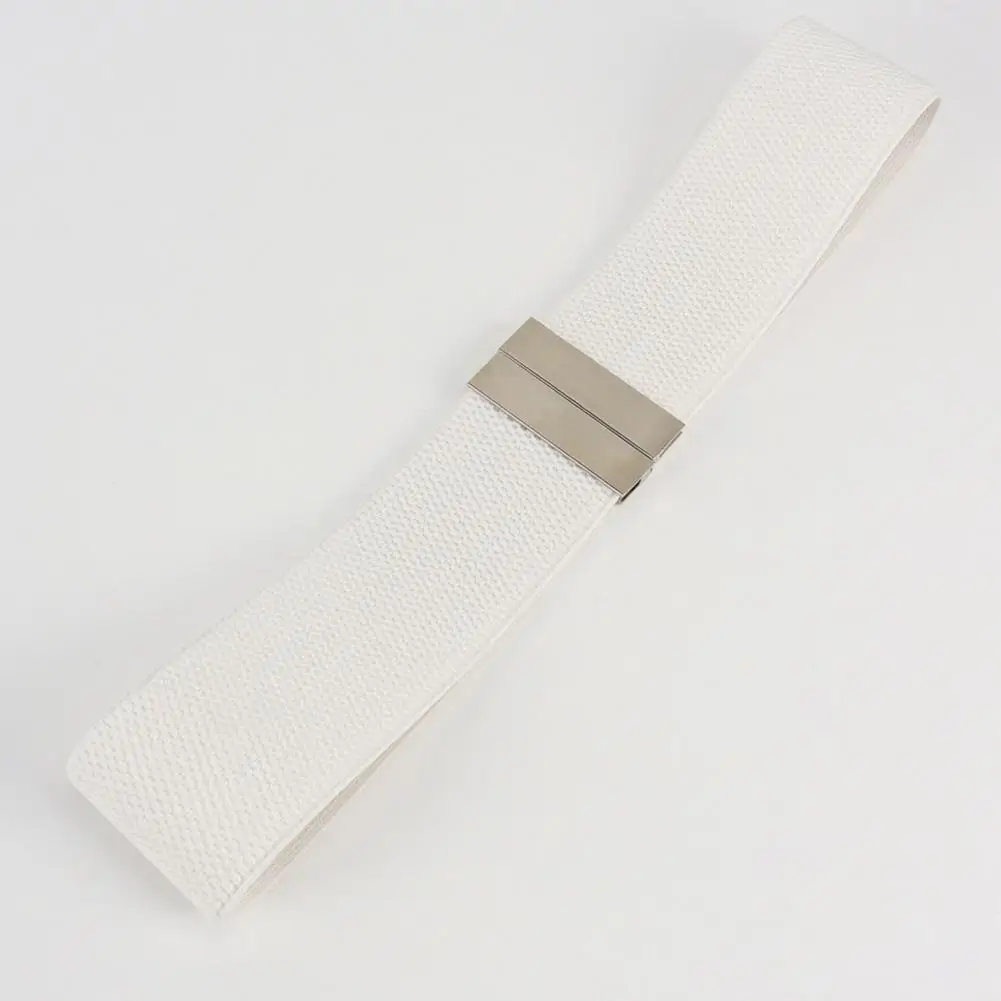 Commuting Style Waist Band Wide Elastic Waist Belt with Metal Square Buckle Adjustable Stretchy Band for Dresses for Jeans