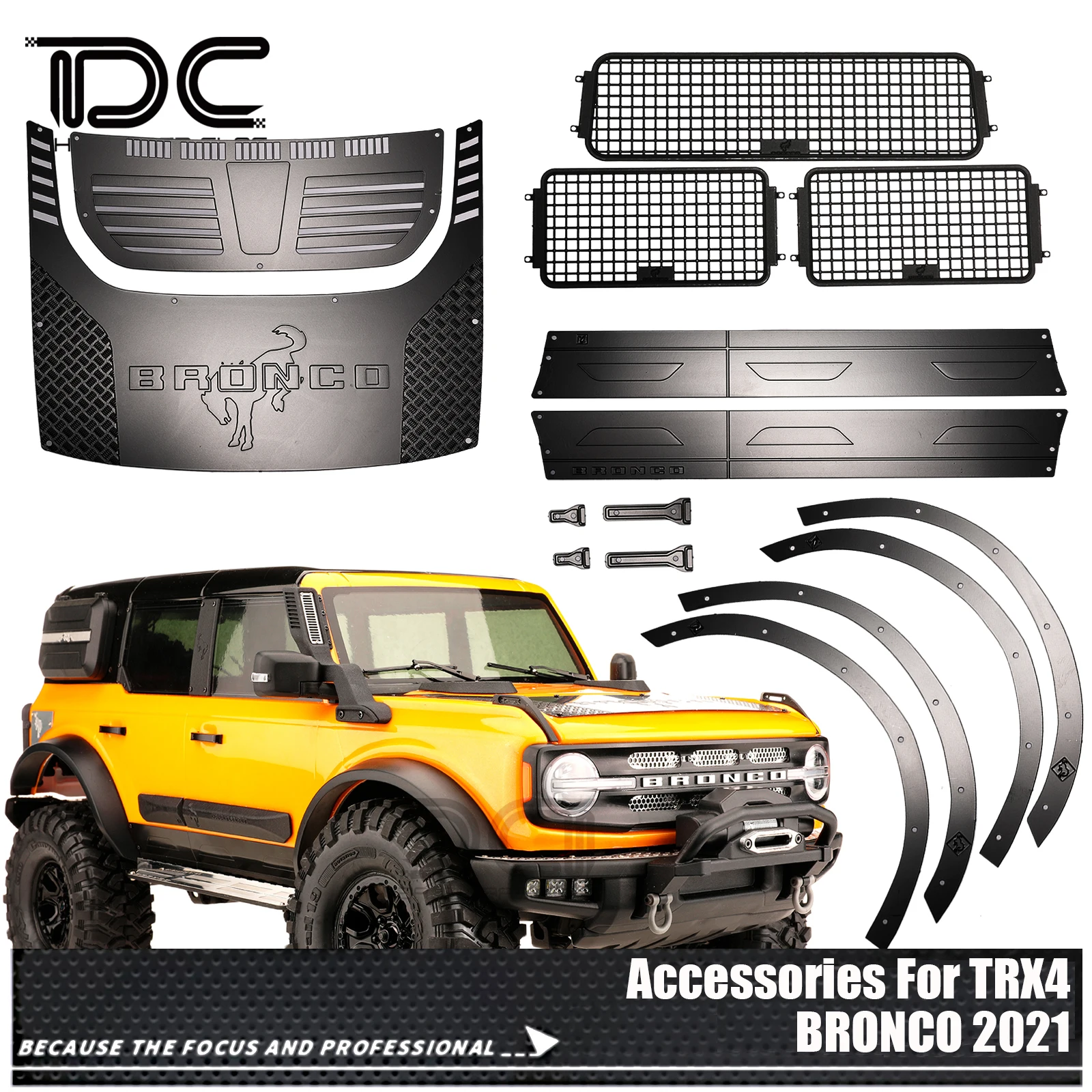 1/10 3D Metal Cover Sheet for TRX4 Bronco 2021 Anti-scratch Armor Sticker RC Crawler Car Upgrade Accessories