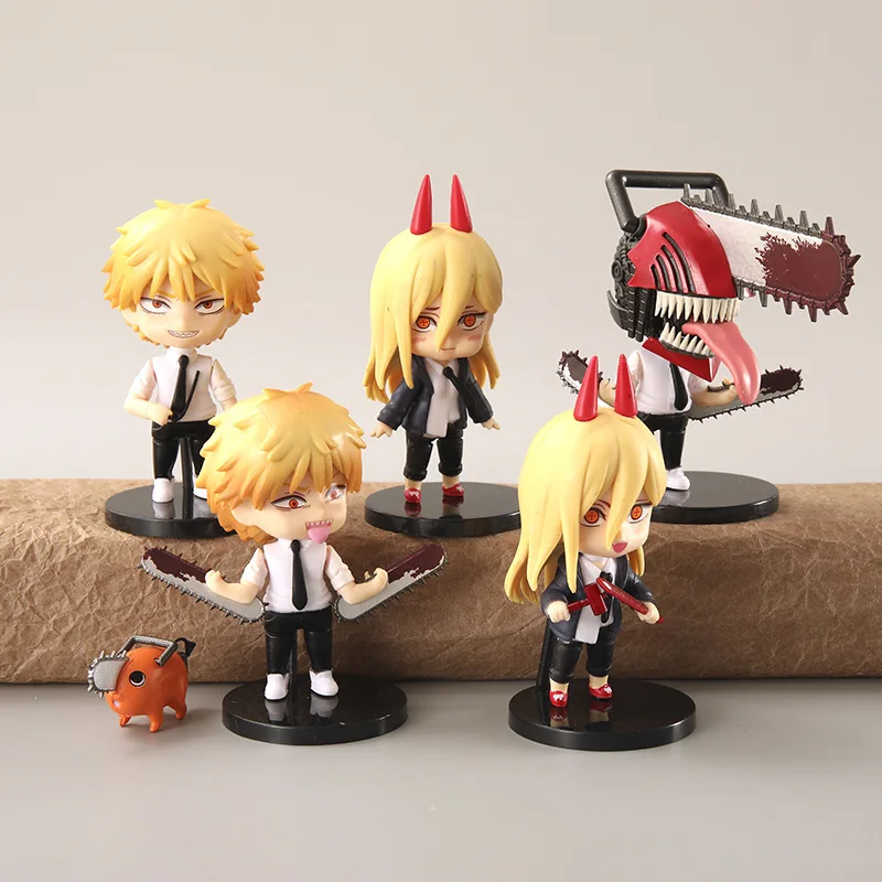 

6Pcs A Set Anime Figure Chainsaw Man Denji Pochita Fit Standing Position Fighting Model Toy Big Gift Sculpture Ornaments