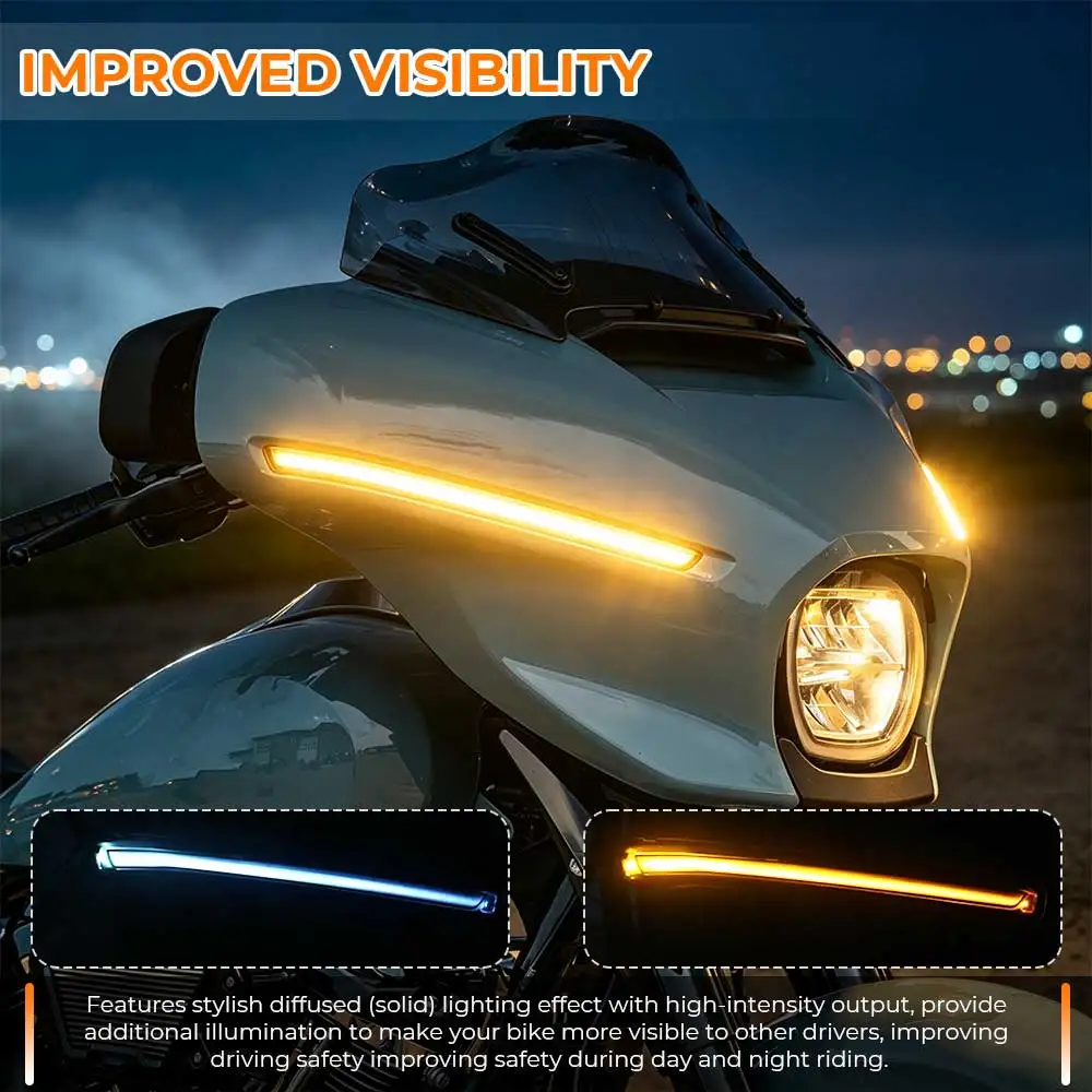 1 Pair Motorcycle LED Fairing Accent Lights Strip For Harley CVO Street Glide Ultra 3 Limited FLHXSE FLHX FLHXU 2023-2026