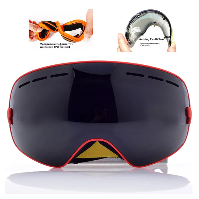 Double Layers Anti-Fog Ski Snowboard Goggles, High Quality Snow Wide Angle Spherical Glasses UV400 Men Women Snowmobile Eyewear