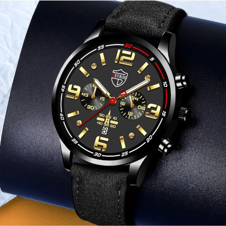 Kotak Misteri Beli 1 Dapatkan 3 Kotak Buta Jam Tangan Kuarsa Dial Bulat Modis 4 Potong Pria Acak Hadiah Natal Baru Teman Keluarga Terbaik