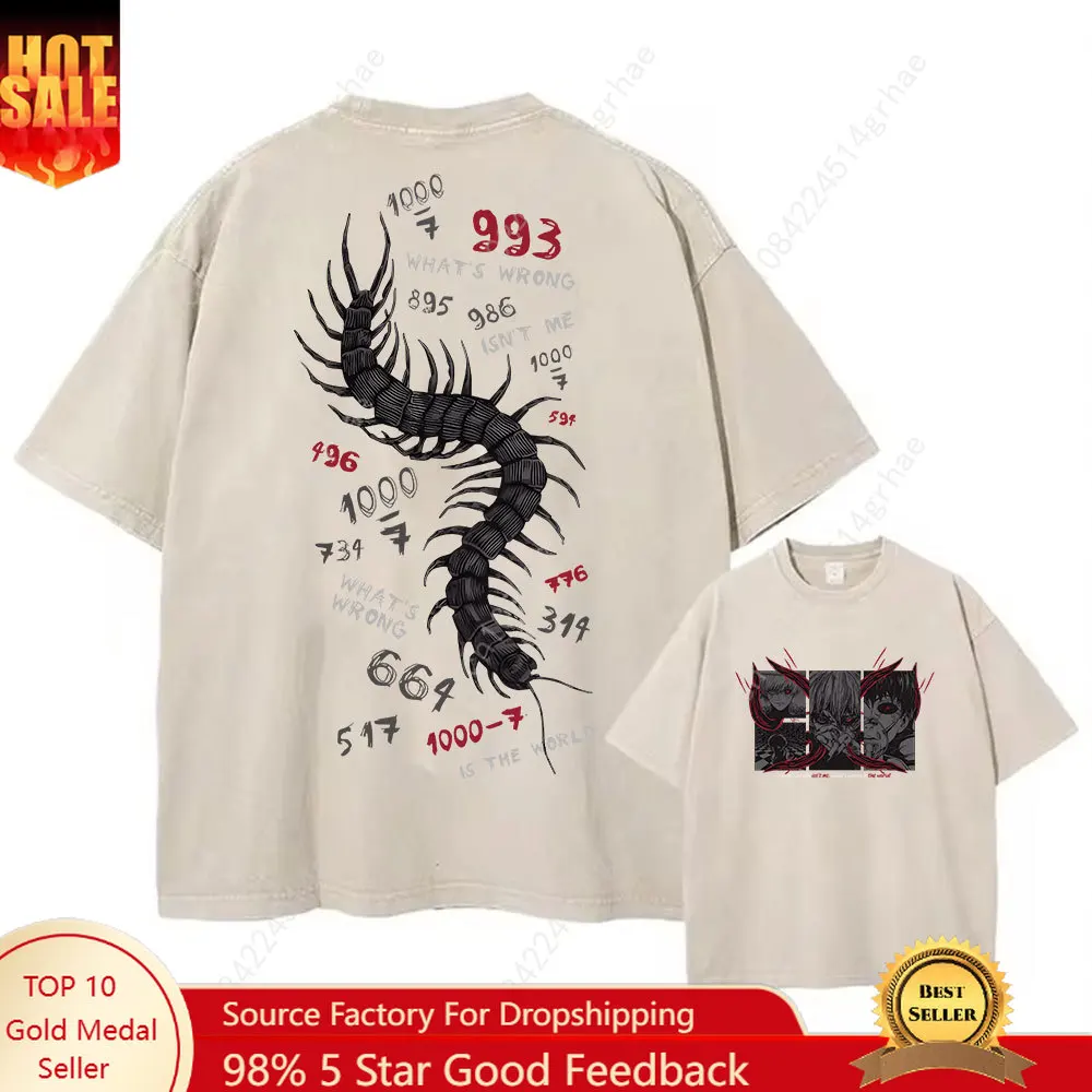 

Anime Tokyo Ghoul Acid Wash Tshirts Men Vintage Washed T Shirt Harajuku Oversize Cotton Tee Cotton Fashion Streetwear Unisex Top