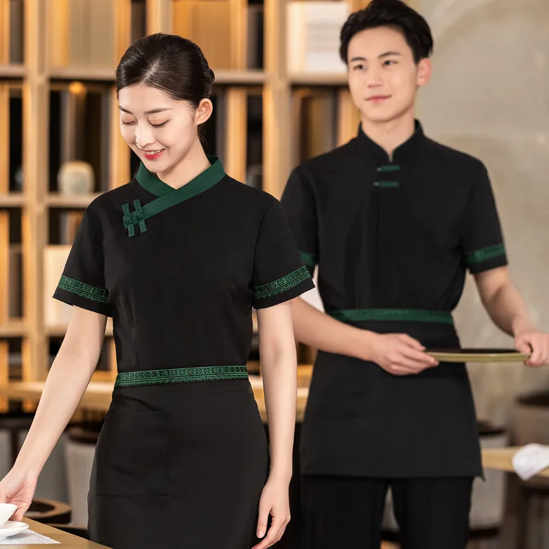 Summer Hotel Waiter Workwear Short Sleeve Tea House Restaurant Chinese Restaurant Catering Hot Pot Restaurant Short Sleeve Women