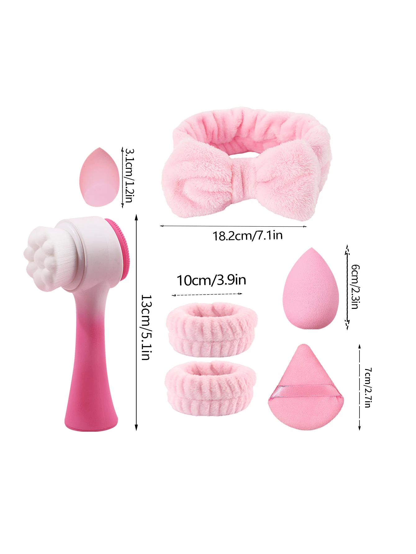 12 قطعة من فرش غسل الوجه الناعمة، واقيات معصم على شكل فيونكة مقاومة للرطوبة وممتصة للماء، إسفنجة مكياج