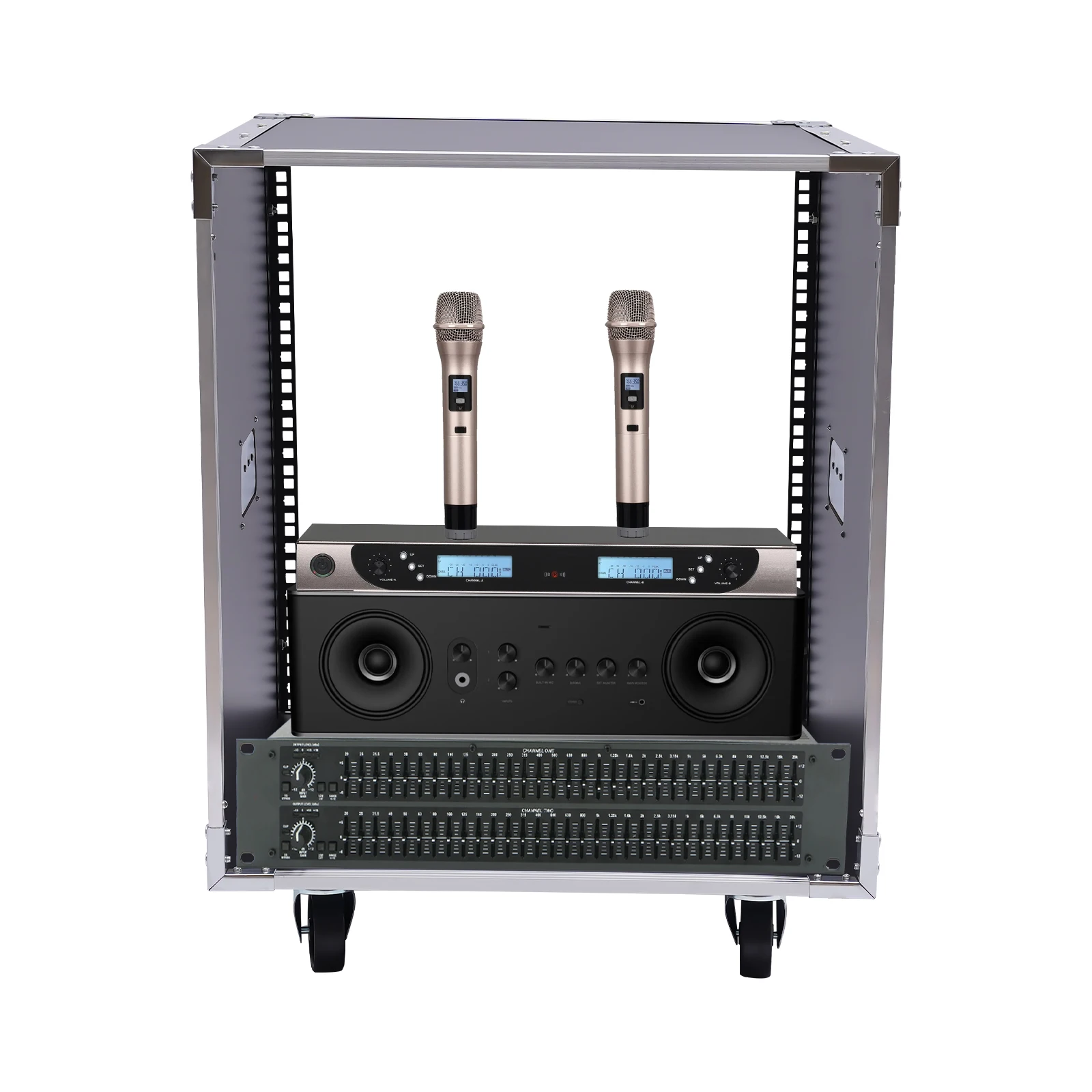 

2U Portable Rolling Network Rack, Built-in Handles, Swivel Caster Wheels, Audio Video, Telecom, Equipment Rack Good Ventilation