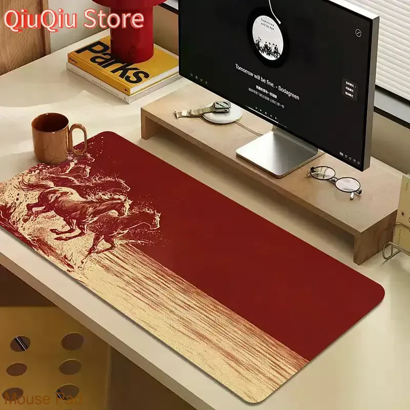 New Year Red Horse Large Mouse Pad Festive Atmosphere Wrist Pad Household Anti-slip Durable Table Mat