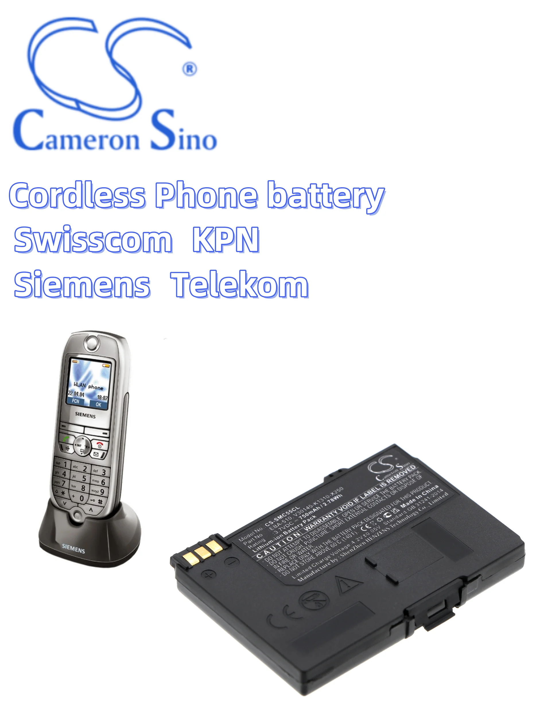 

battery Cameron sino Cordless Phone batters 750mAh CS-SMC55CL Siemens EBA-510 V30145-K1310-X250 S30852-D1752-X1