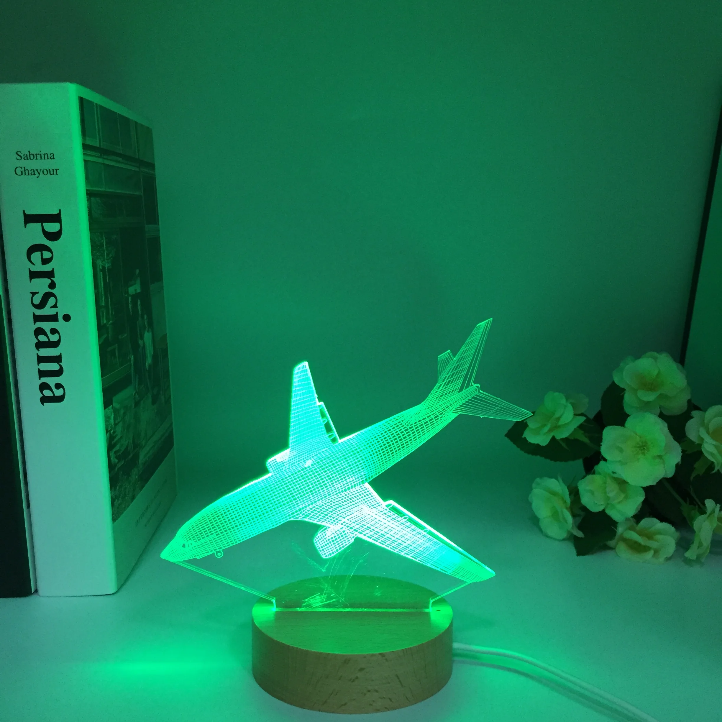 Airplane 3d Night Light Usb Wooden Table Decor Lamp Decoration Bedside Nightlight Child Birthday Christmas Gifts for Kids Boys