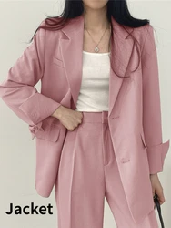 Roze Pak Jas Vrouwen Nieuwe Lente En Herfst Koreaanse Vrouwen Blazers En Jassen Vrouwen Pak Broek Vrouwen pak Jassen