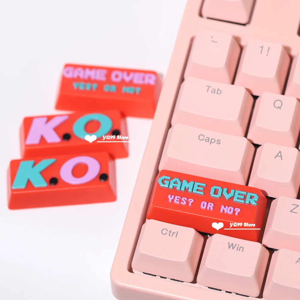 

Artisan Resin Keycaps For Cherry Mx Switch Mechanical Keyboard Custom K.O. GAME OVER Game 2.25u Keycaps personalized DIY Key Cap