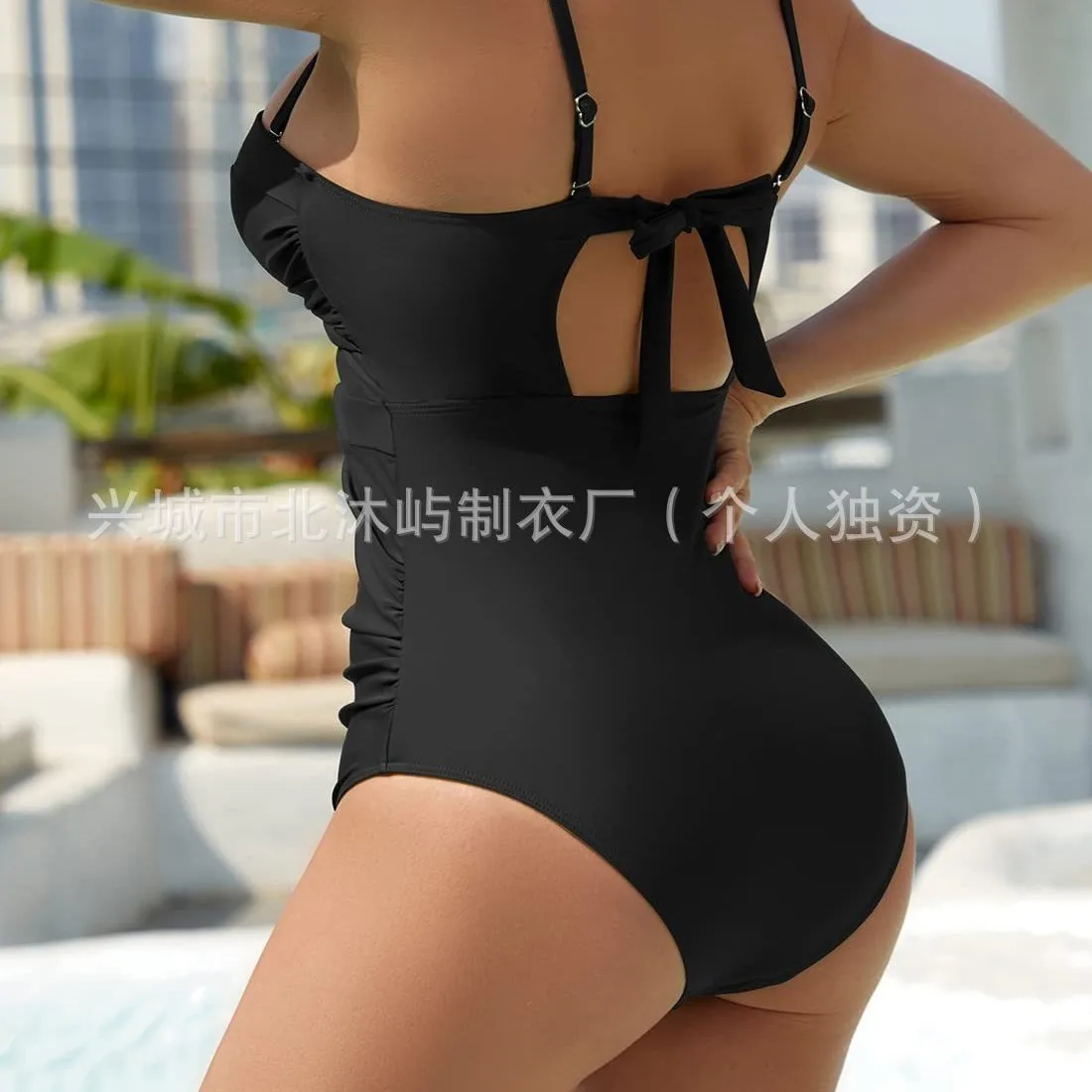 Women Swimsuit Tummy Control Swimwear Ruched Front Plunge Neckline Swimsuit Black High Waist Bathing Suit Navy Blue 2026