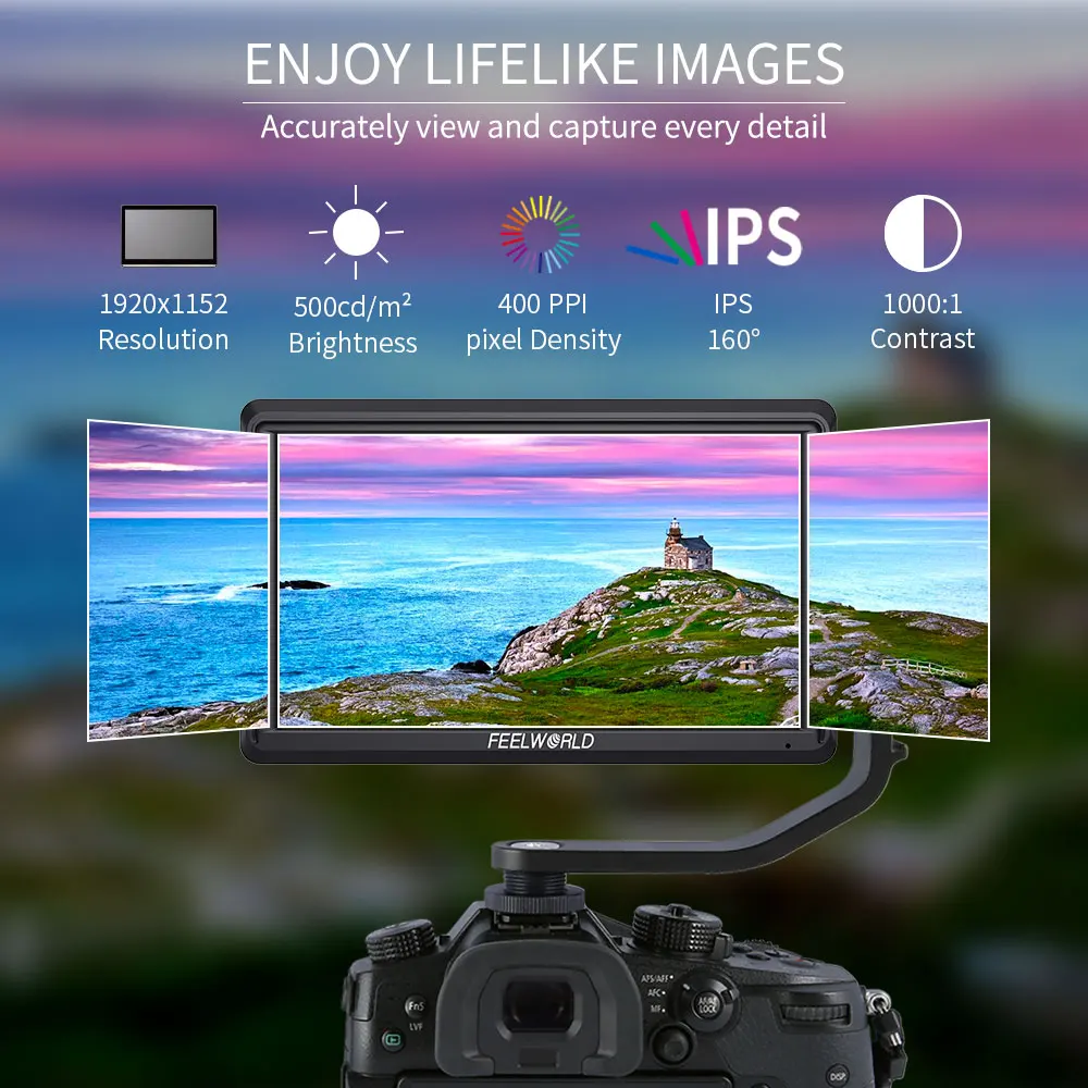 FEELWORLD FW568 V2 5.5 Inch 3D LUT DSLR Camera Field Monitor IPS Full HD1920x1152 Support HDMI Output With Tilt Arm for Gimbal