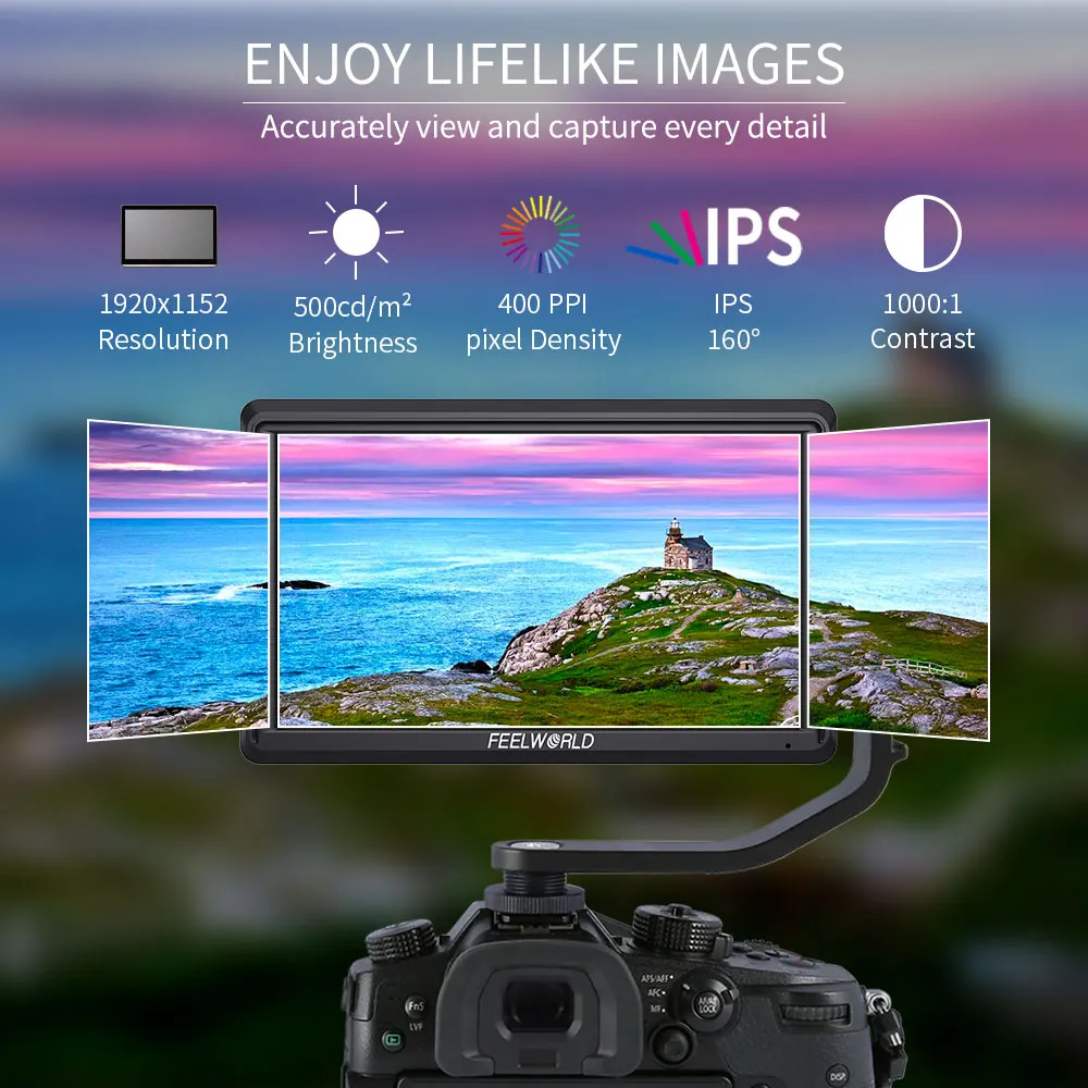 FEELWORLD FW568 V2 5.5 Inch 3D LUT DSLR Camera Field Monitor IPS Full HD1920x1152 Support HDMI Output With Tilt Arm  for Gimbal