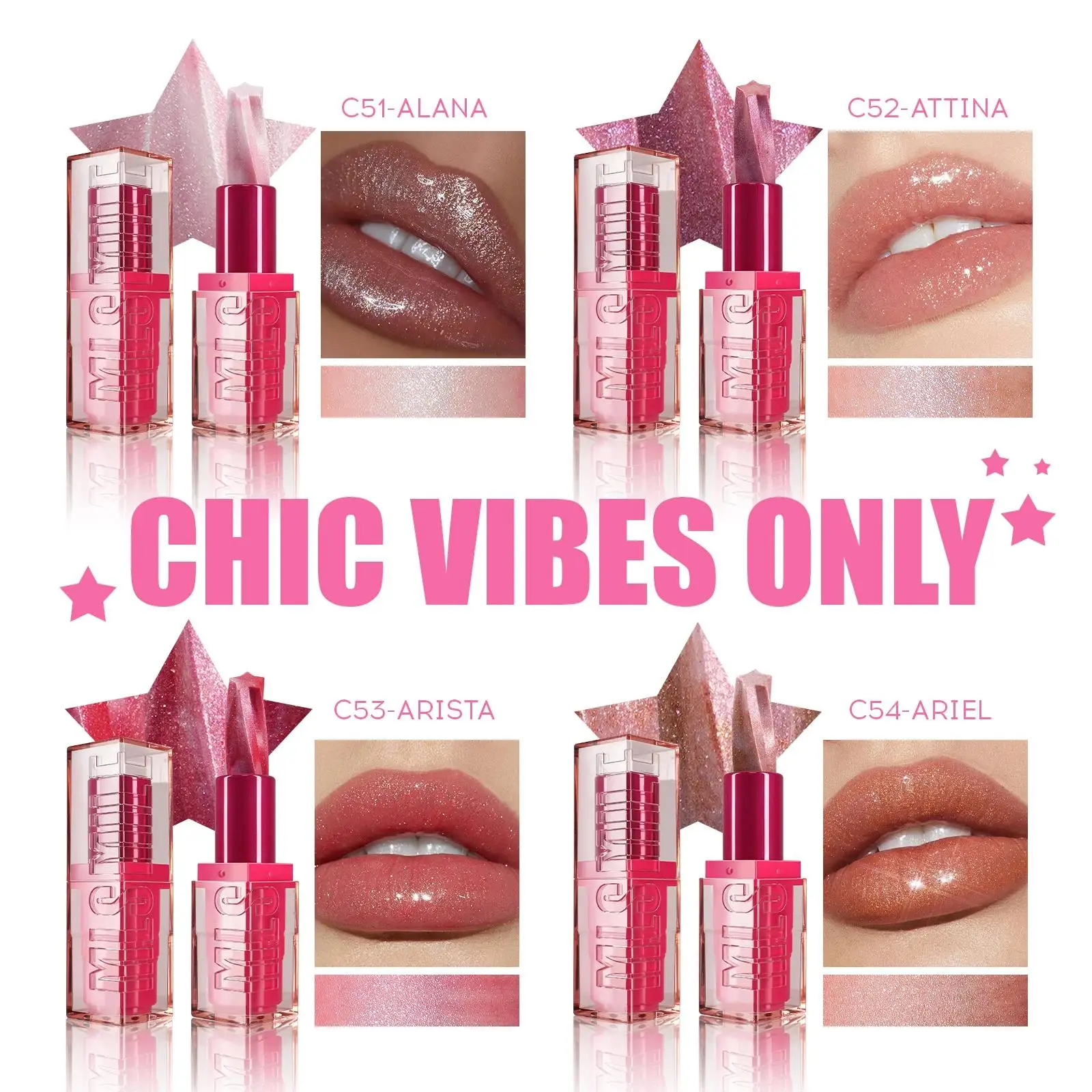 أحمر شفاه حلزوني ستار مرطب مقاوم للماء غير لامع لامع رخام غير لاصق ملمع شفاه يدوم طويلاً بيرليسسينت لامع