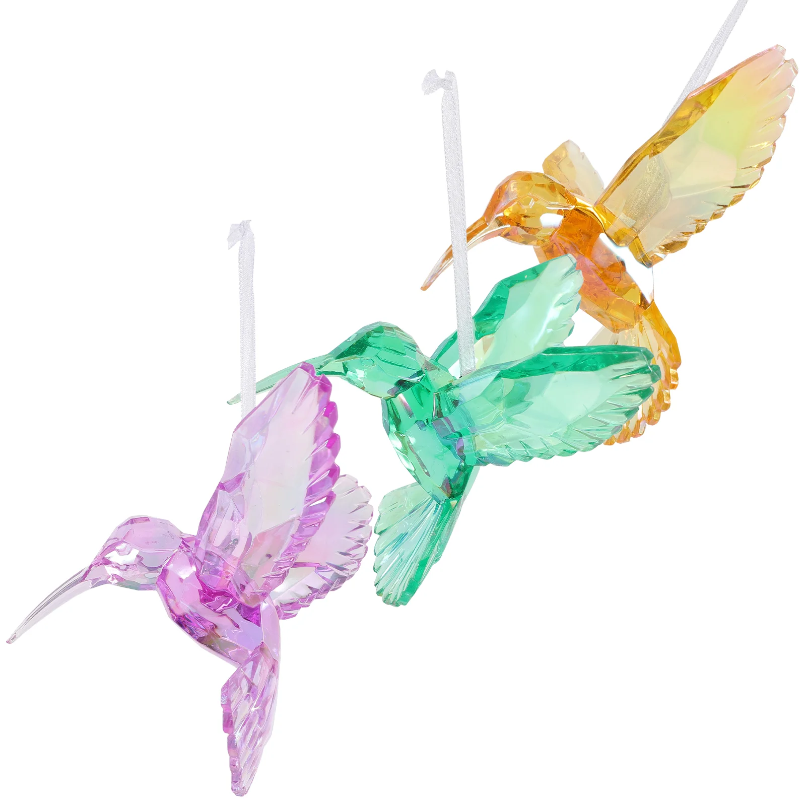 3ks akryl kolibřík ornamenty závěsný barvitý průhledný kolibřík přívěsky broušené sklo ptáci suncatcher okno dekorace památka