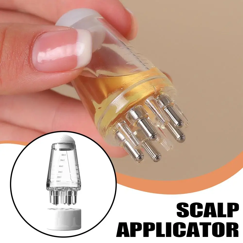Scalp Applicator Hair Essence Roller Bottle 6ml, 5‑Rollerball Massage Head Leak‑Proof Hair Oil Dispenser, Portable Root Serum