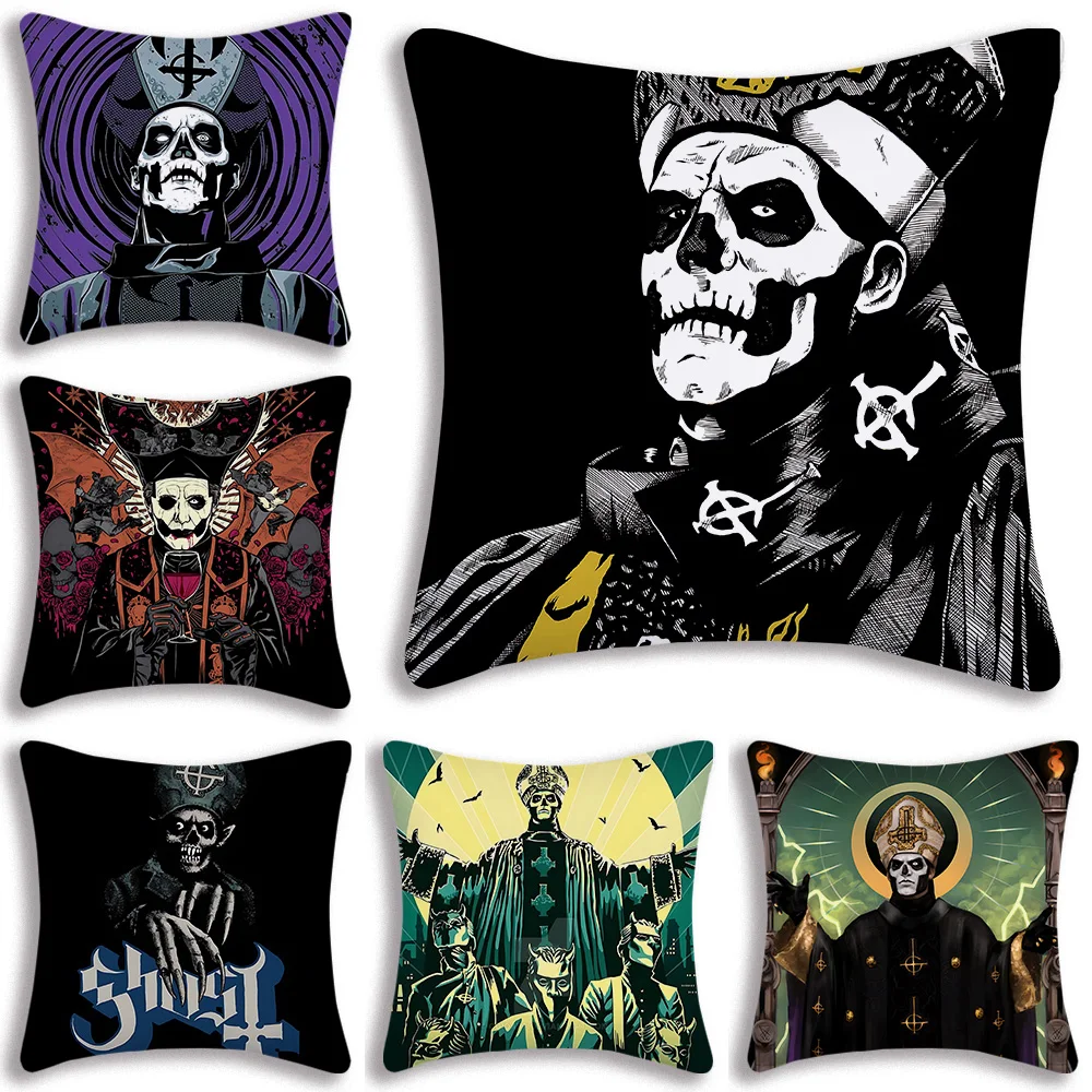 

G-Ghost Band Pillow Covers Cartoon Sofa Decorative Home Double-sided Printing Short Plush Cute Cushion Cover