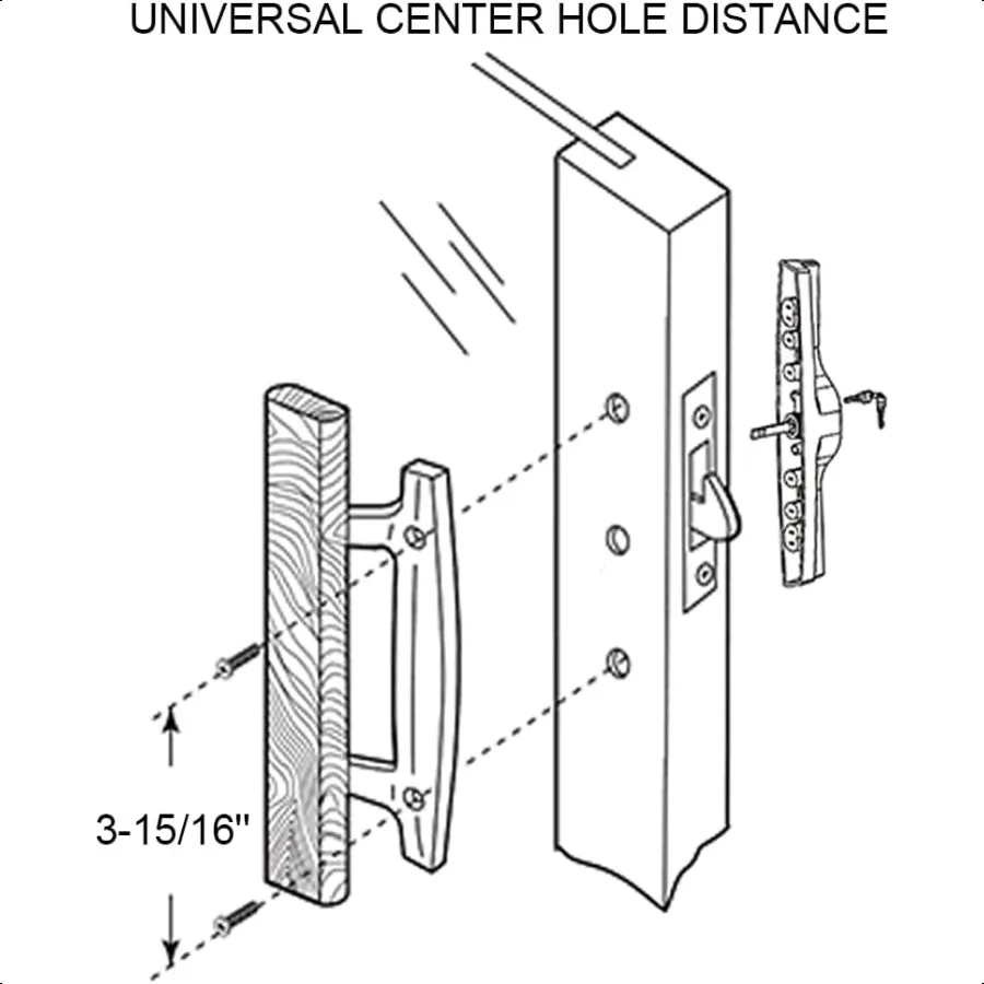مجموعة مقبض باب الفناء المنزلق للفناء مع أسطوانة مفتاح قفل نقر ومجموعة قفل مقبض خشبي للحارس تناسب الباب السميك من 11 2 بوصة