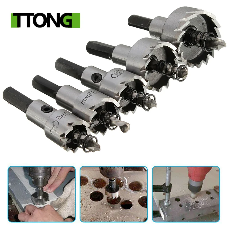 5 Pcs Carbide Tip HSS Drill Bit Saw Set Metal Wood Drilling Hole Cut Tool for Installing Locks 16/18.5/20/25/30mm hand tool sets