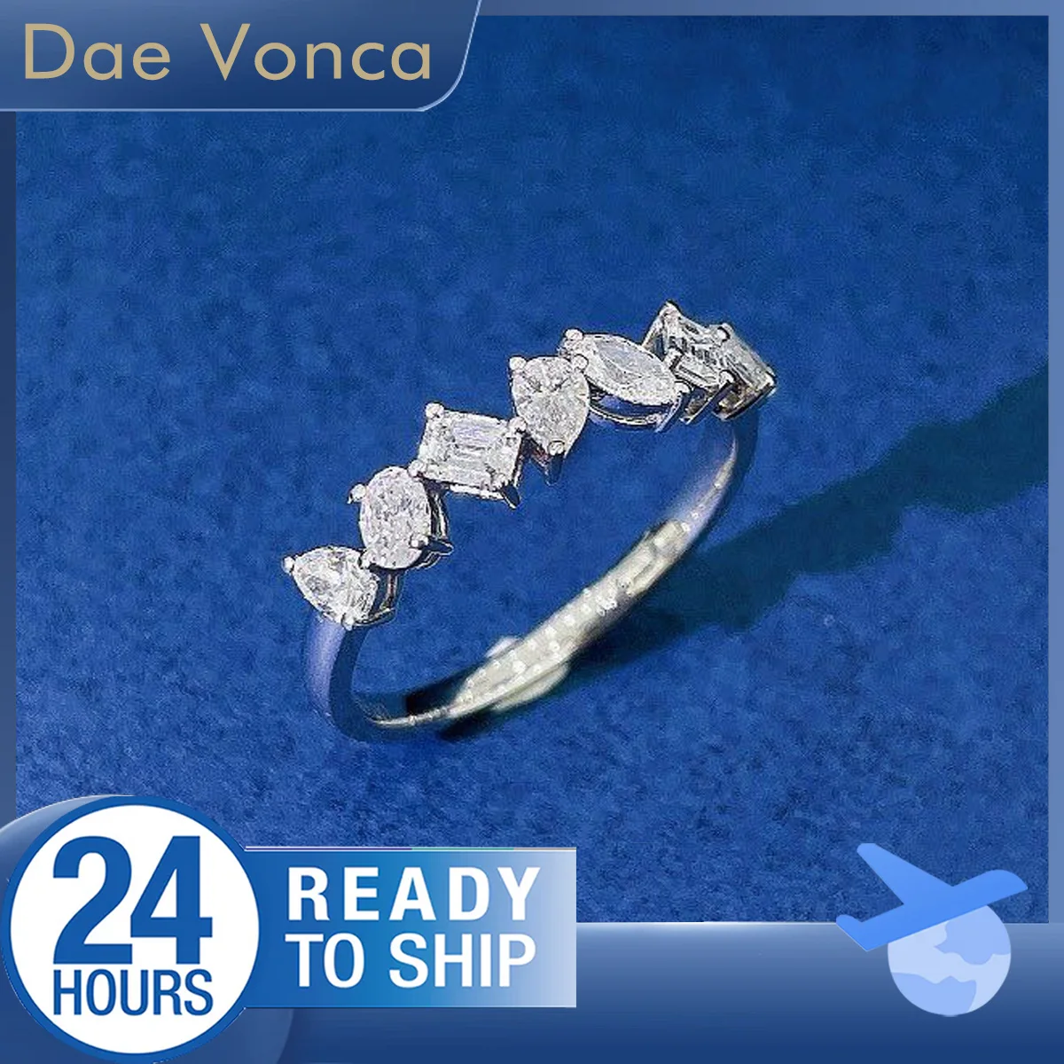 

Fancy Shape Lab Grown Diamond Eternity Ring 18K White Gold Total about 0.67ct Lab Diamond Ring Anniversary Gift for Wife