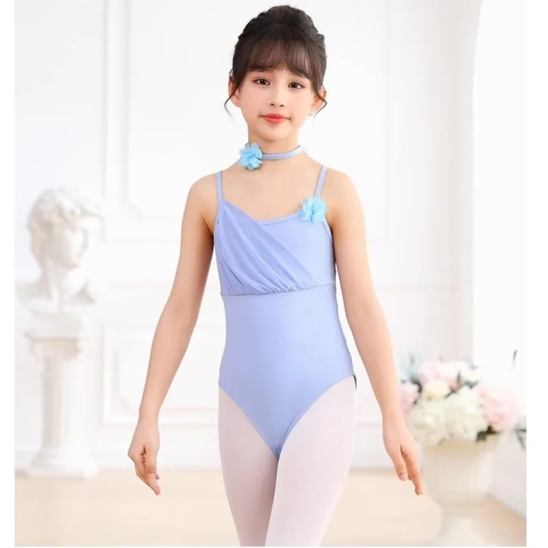 Girls 'Flower Sling Ballet Collant, Vestido de Ballet, Crianças Trajes De Treinamento De Ballet, Roupas De Desempenho De Palco, Ginástica Bodysuit, Novo