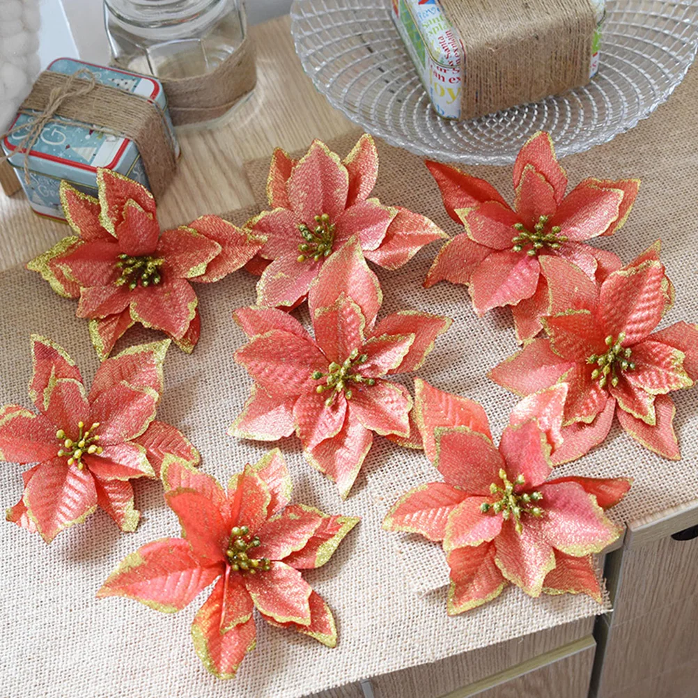

10 Pcs Christmas Flower Decoration Xmas Tree Faux Decorations Outdoor Artificial Wreaths Flowers