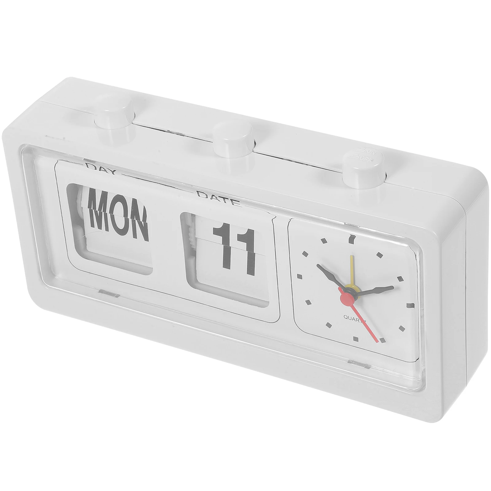 

Creative Manual Date Week Display Alarm Clocks for Bedroom Home Use Small Size Rectangle Shape No Dial