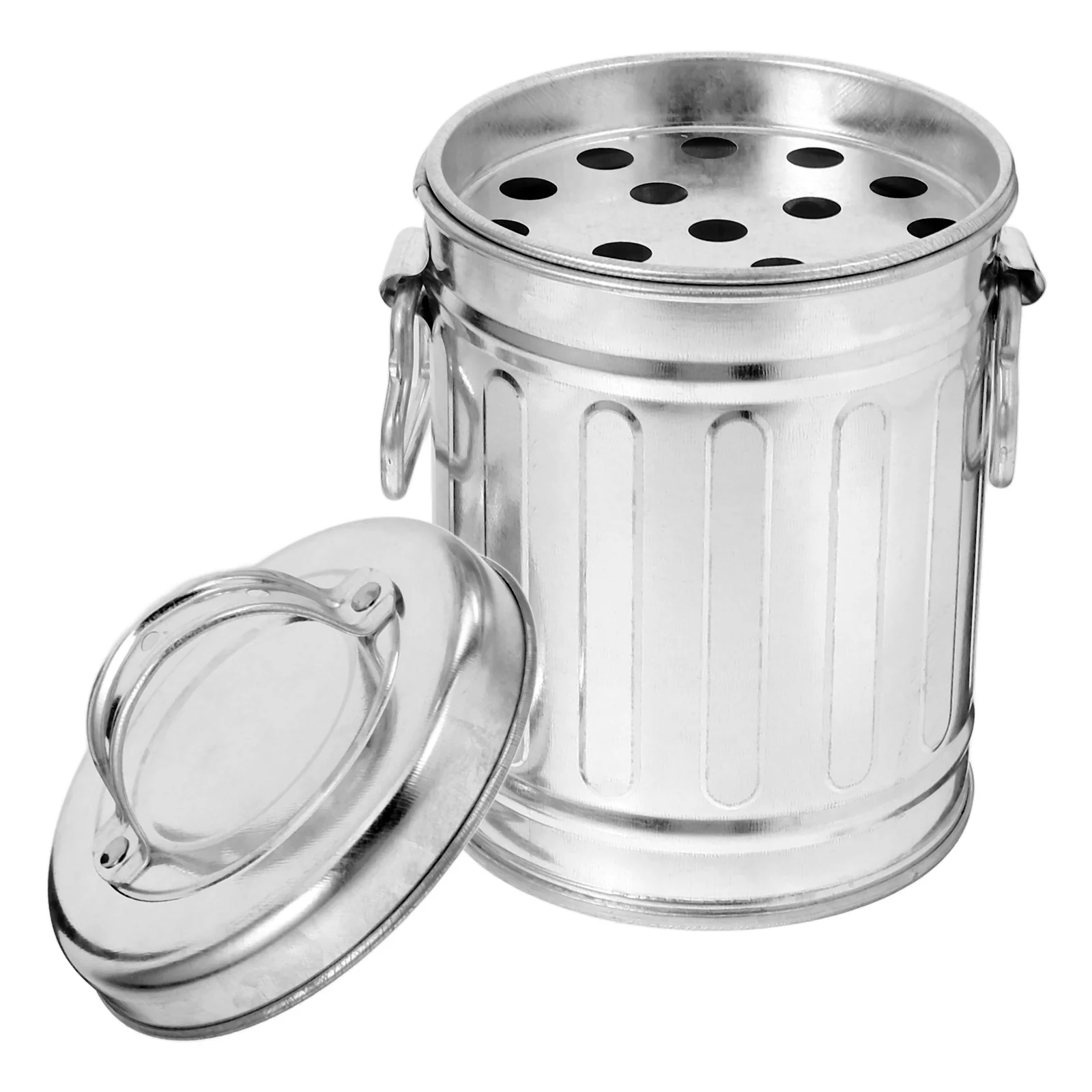 Bucket Ashtray Garbage Can Ashtrays Desktop Rubbish Bin Galvanized Metal Smokeless with Lid Vintage Office