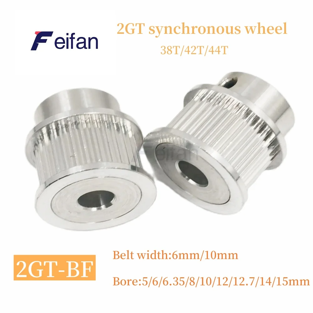 3D Printer Parts GT2 Timing Pulley 2GT 38T/42T/44T Tooth Teeth Bore 5/6/6.35/8/10/12~15mm ，Synchronous Wheels Width 6/10/mm Belt