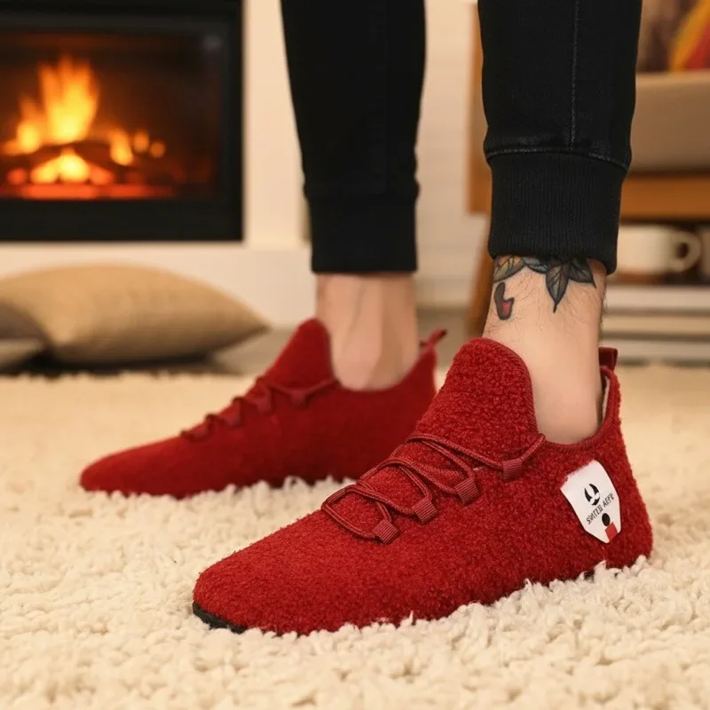 

Men's Shoes Winter Cotton Shoes Men Warm Shoes Comfortable Thin Bottom Soft Lightweight Winter Slippers Plush Mens Cotton Shoes