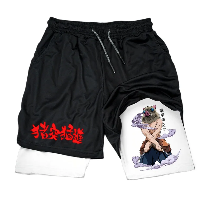 

Men'S Fitness Performance Running Training Sports Shorts Fashion Print 2-In-1 Double-Layer Summer Mesh Quick-Drying Running