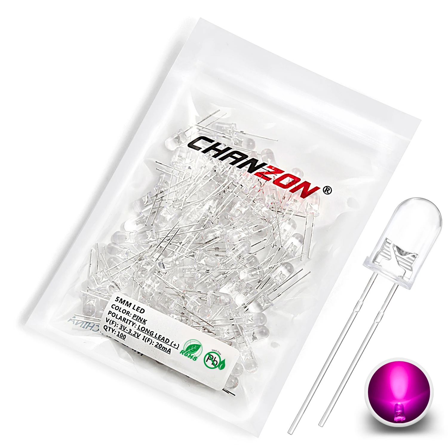 5-mm-LED-Dioden-Kit, lichtemittierend, warmweiß, rot, blau, grün, UV, orange, gelb, rosa, Set, 5 mm, 2 V, 3 V, Sortiment, super ultrahell