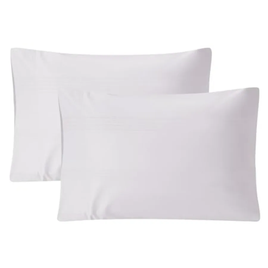 100% Cotton Pillow Cases Set of 2, Sateen Stripe Standard Size Pillowcase, Soft Breathable Pillow Covers, Hotel Quality Bedding