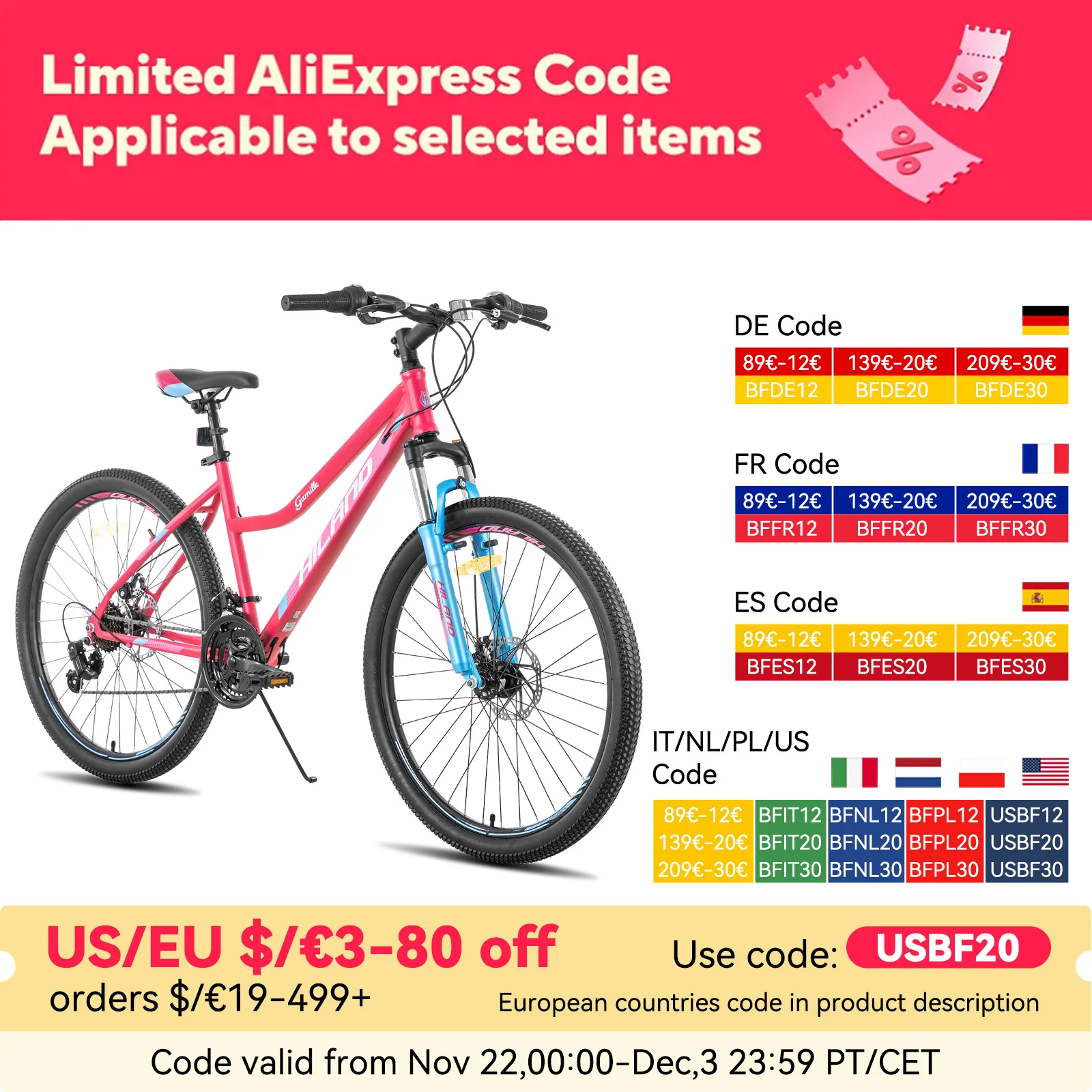 Hiland Bicicleta de montaña para mujer de 26 pulgadas, con marco paso a paso, Shimano 21 velocidades, horquilla de suspensión MTB, bicicleta para mujeres, hombres y adultos