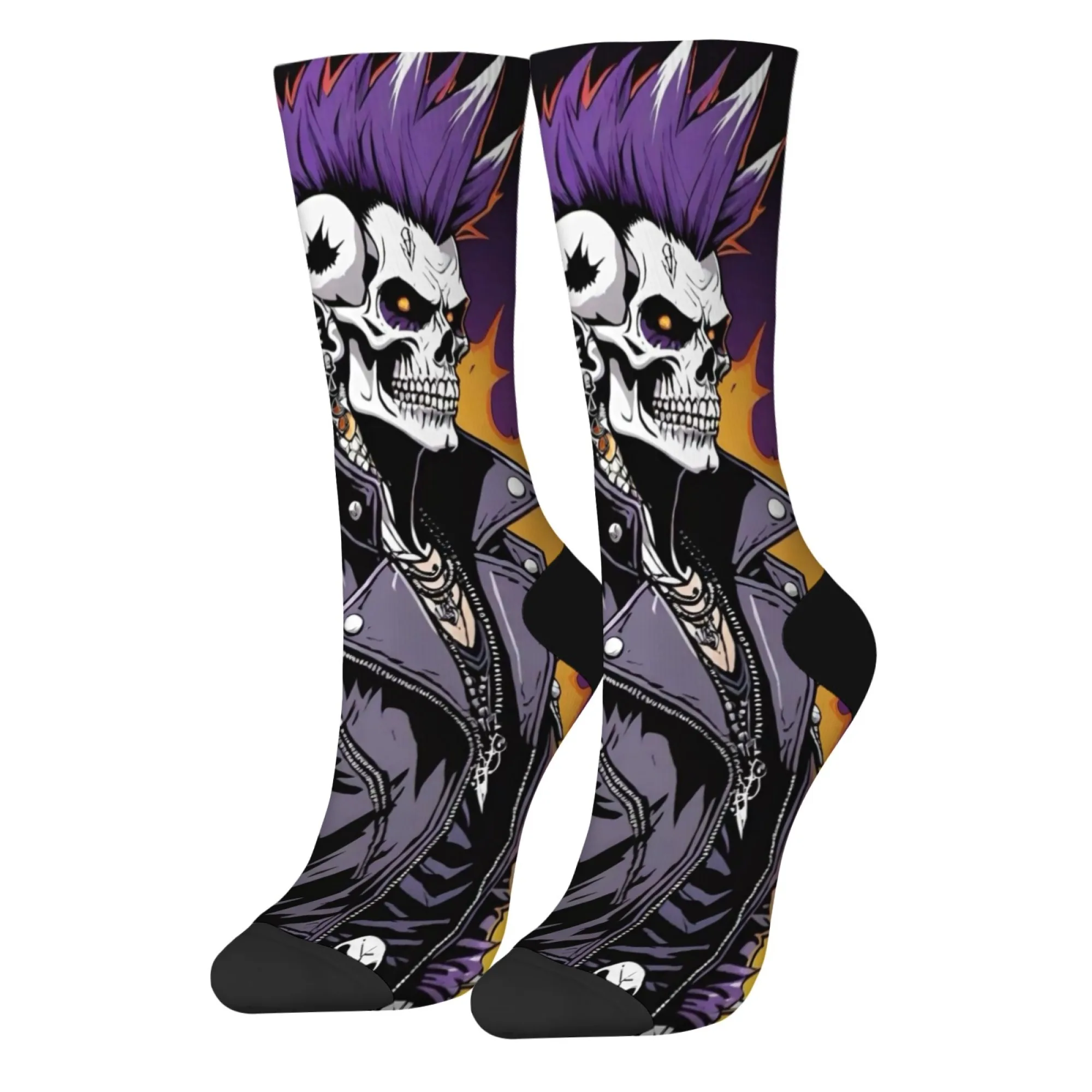 

Punk Skull Crazy Rock Funny Men's Socks Novelty Cartoon Print Socks Comfortable Fashion Casual Sports Socks Party Carnival Gift