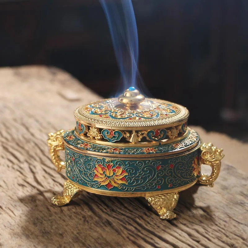 

Enamelled Incense Burner Tibetan Aromatherapy Stove Zen Meditation Decoration