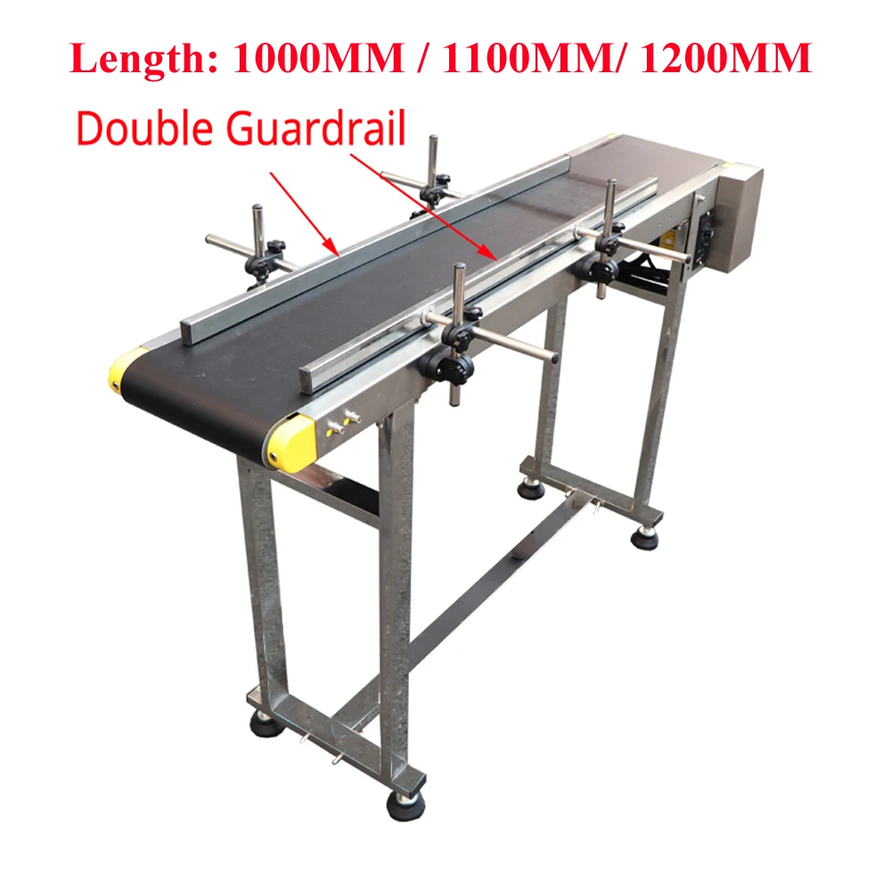 1000mm 1200mm Conveyor Belt Machine Stainless Steel Bottle Sticker Automatic Code Inkjet Printer Adjustable Guardrail