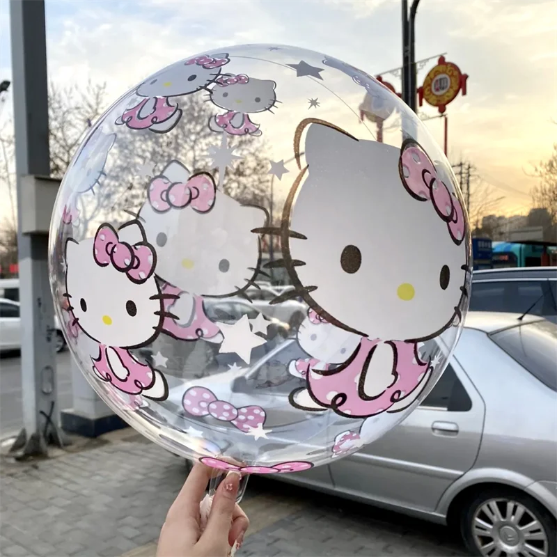 Globos Kawaii de Hello Kitty para decoración del hogar, 10 piezas, juguete de dibujos animados, transparente, para fiesta de cumpleaños