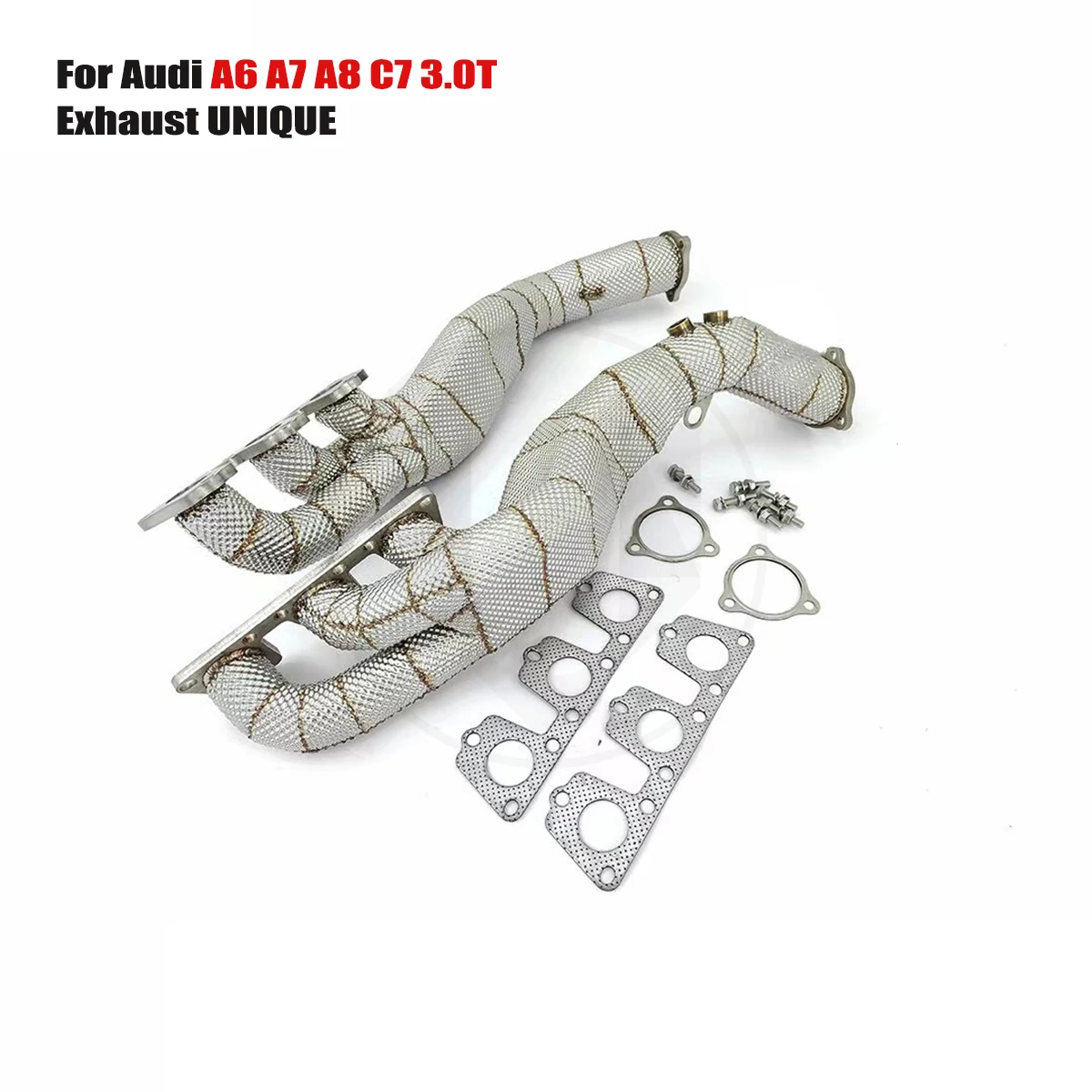 UNIQUE manifold downpipe For 2012-2018 Audi A6 A7 A8 C7 3.0T Equal Length SS304 exhaust manifold With insulator