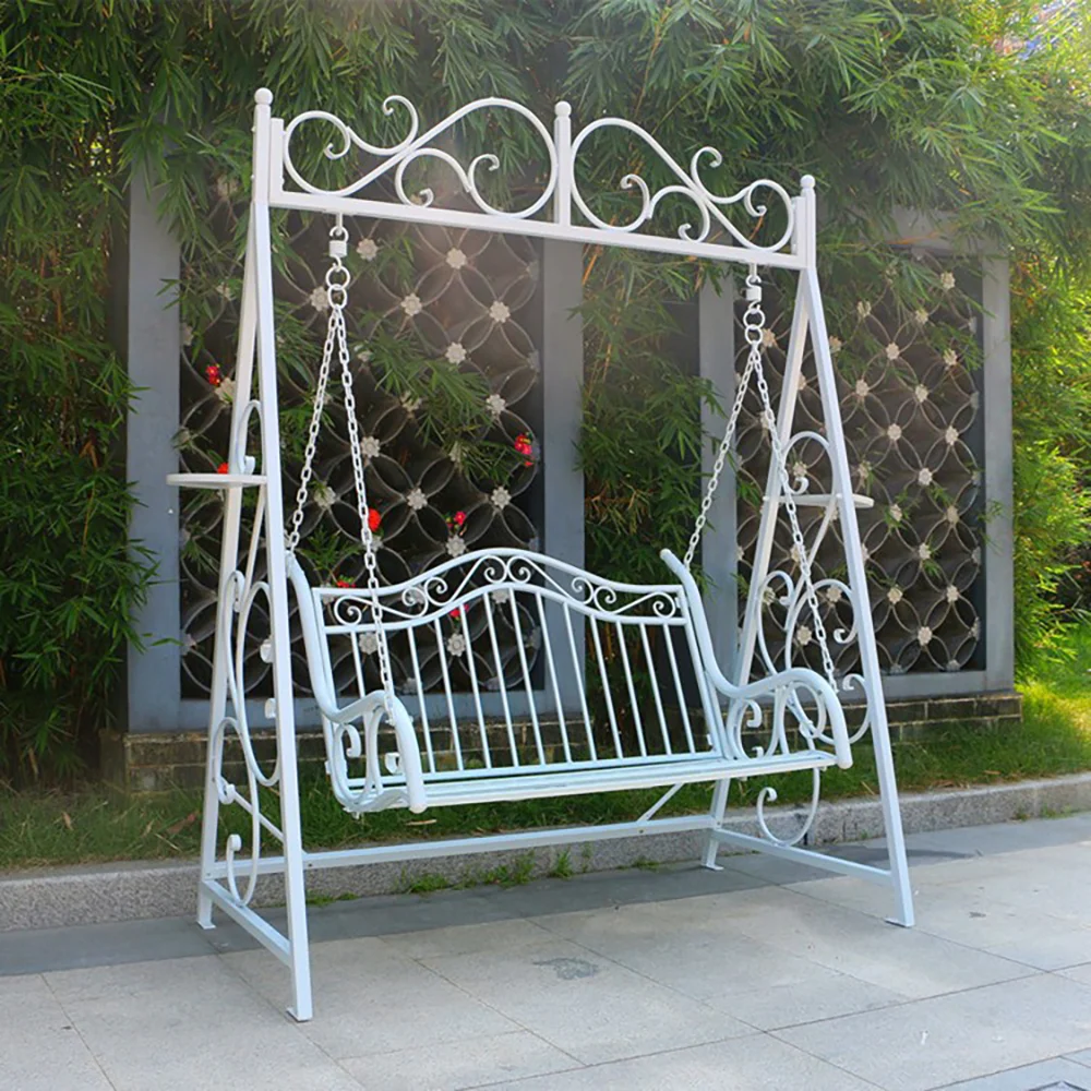 Wedding Supplies Popular Gold & White Metal Frame Hanging Garden Sofa Chair Patio Outdoor Furniture Chair