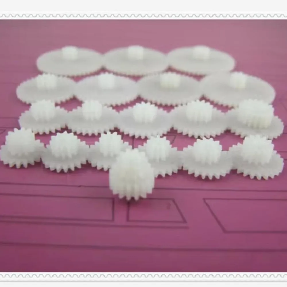 19pcs/lot General Plastic Gear Set Double Deck Deceleration DIY Transmission Toy Car Parts