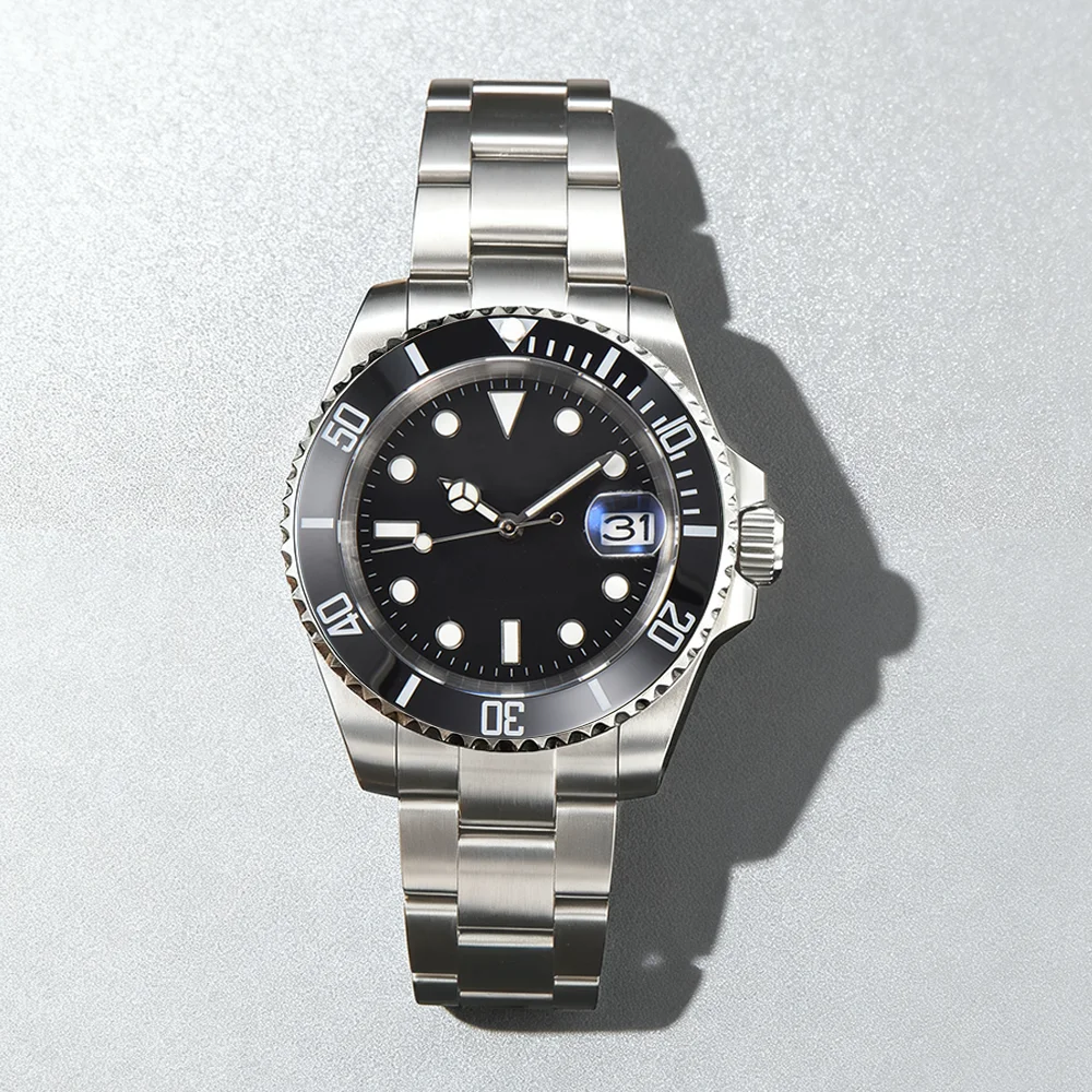 Custom Logo Watch For NH35 Automatic Mechanical  Watch Fit For SUB Sapphire Crystal Stainless Steel Rubber Strap Custom Watch