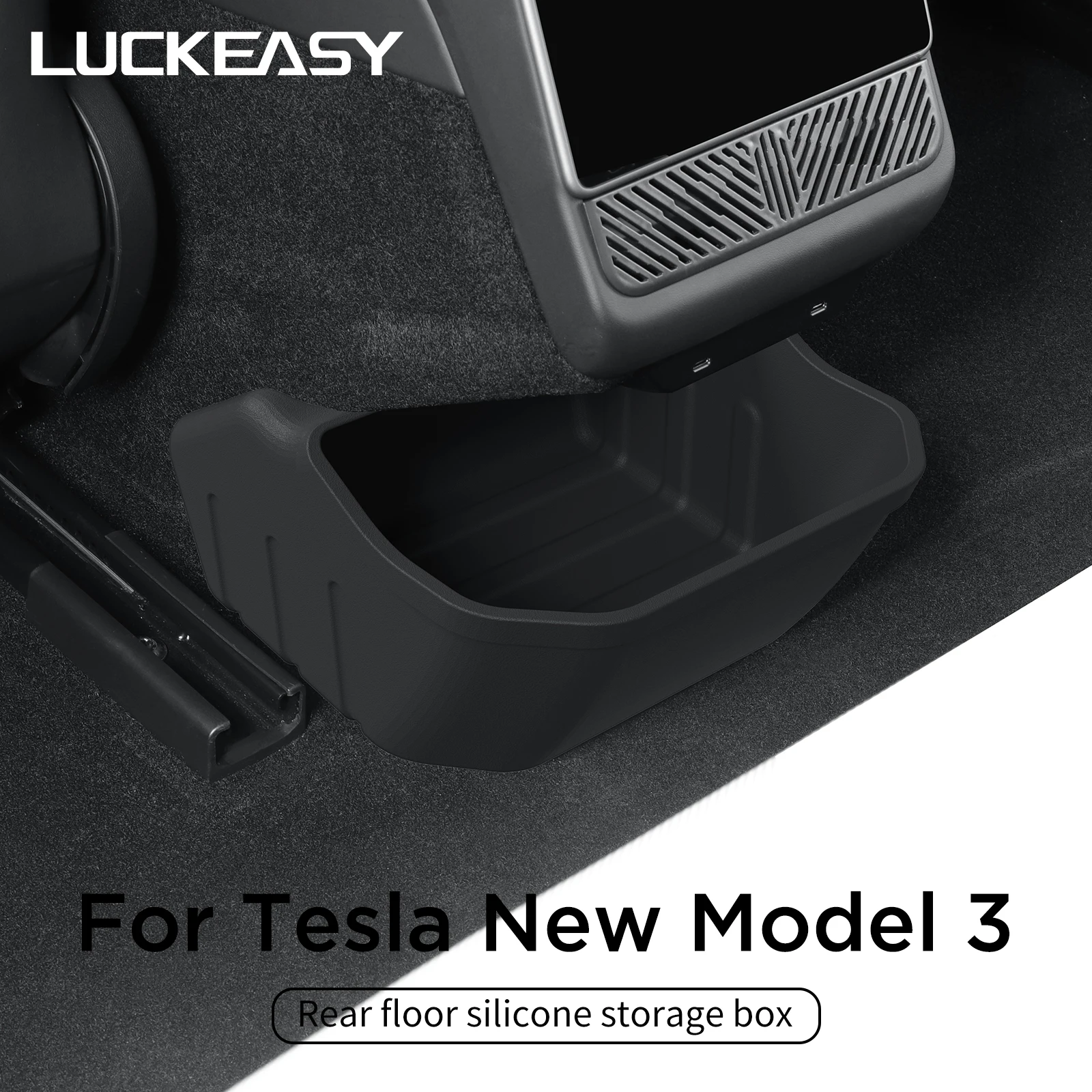 For Tesla Model 3 Highland Rear Seat Storage Box Below The Rear Air Outlet Rear Seat Organizer Tray Car Accessories 2024