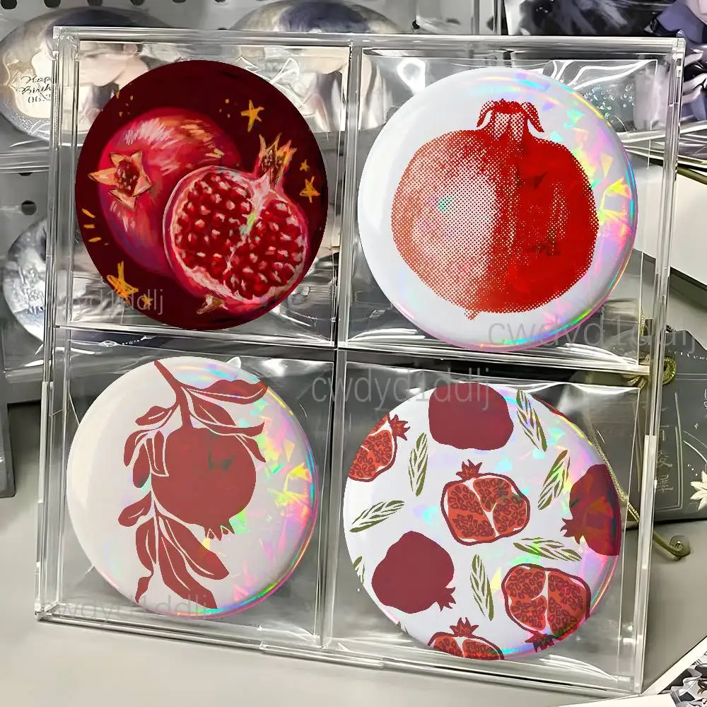 Fruit Pomegranate Painting Badge Handmade Button Brooch for Backpack Hat Shirt Accessories Gifts