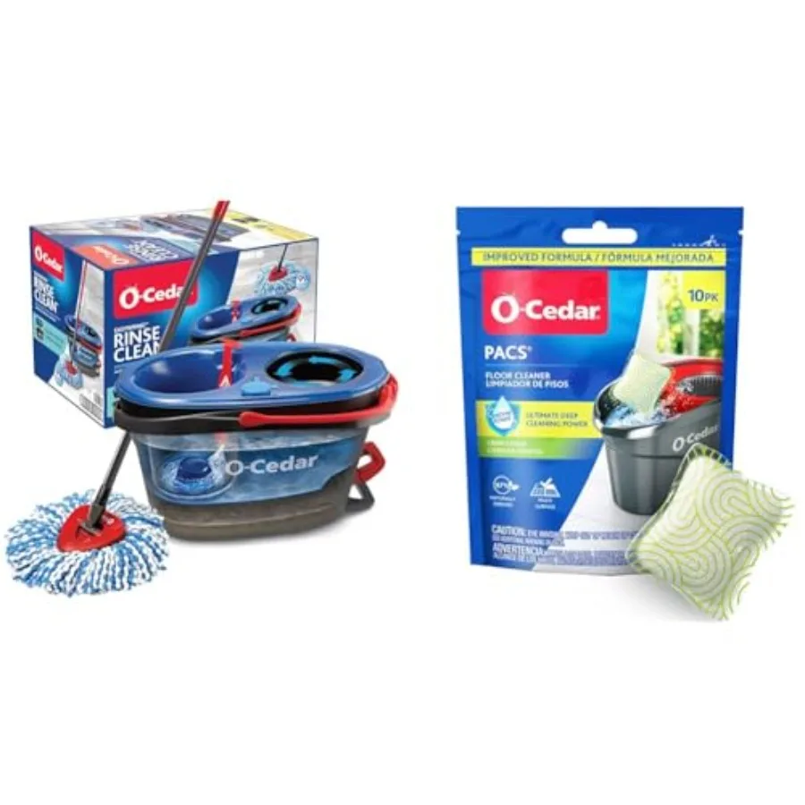 

EasyWring RinseClean Microfiber Spin Mop and Bucket Floor Cleaning System Grey and PACS Hard Floor Cleaner Crisp Citrus Scent 1