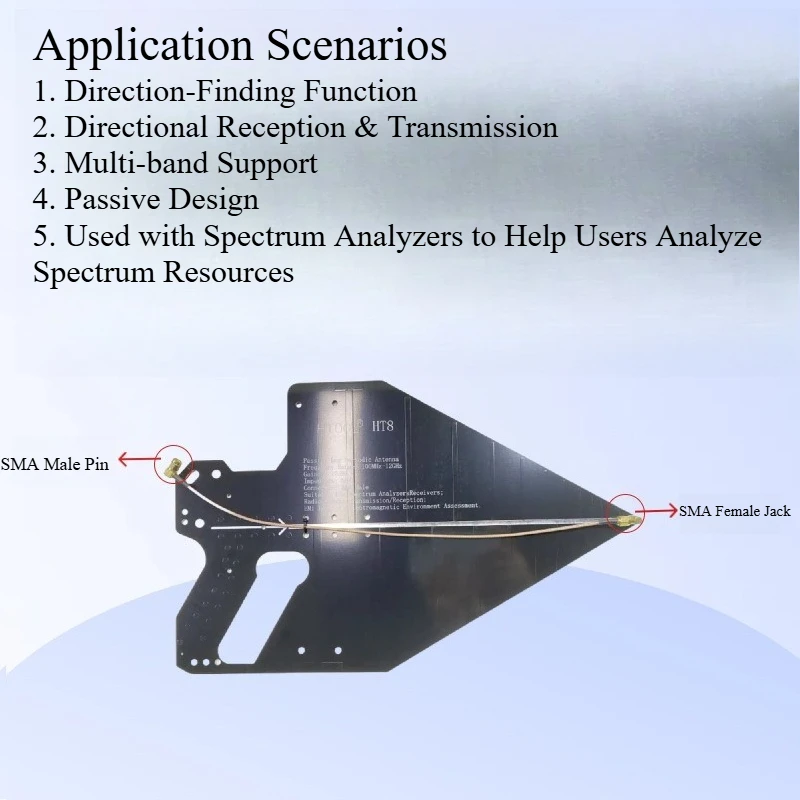 HT8 Broadband Log‑Periodic Antenna 0.1‑12GHz 50Ω High Precision Positioning Direction‑Finding Antenna For EMC Test