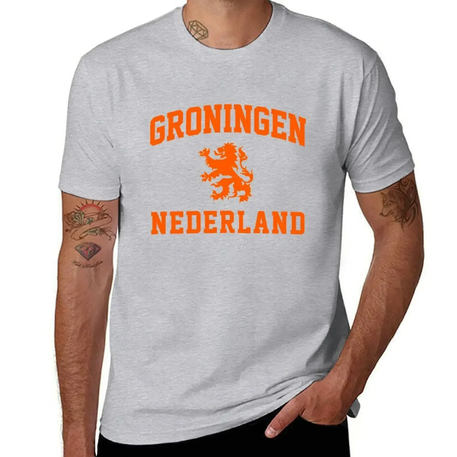 Groningen Netherlands T-shirt oversized summer tops men clothing Summer fashion Arrival Cotton Short Sleeve heavyweight Round