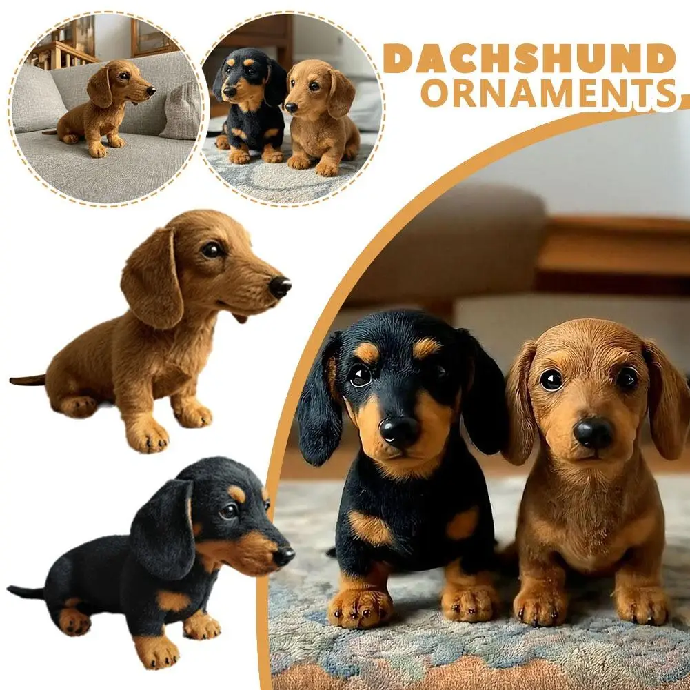 

Seated Dachshund Dog Plush Toys Lifelike Simulation Black Dog Plush Toy Kids Gifts Home Car Decor Ornaments