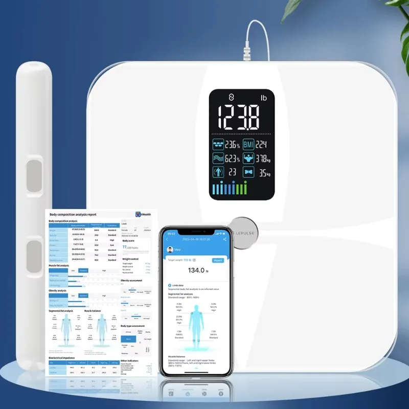 Smart Body Muscle Bone Bmi Scale Black Body Fat Scale Solar Charging Led Smart Body Fat Scale